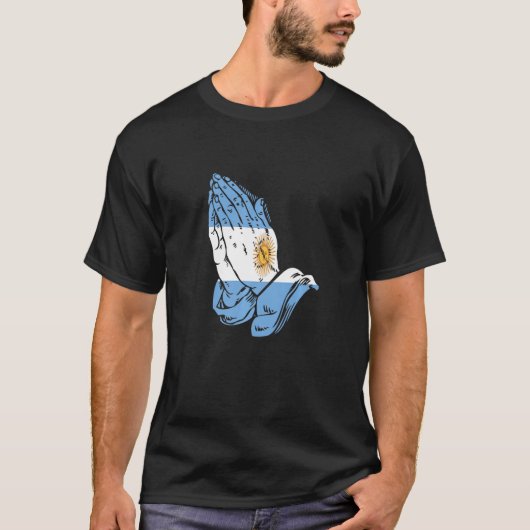 Argentina Praying Hands Flag Camisa De Argentina   Tシャツ (正面)