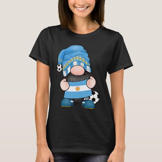 Argentina Soccer Gnome Argentinian Football Roots  Tシャツ (正面)