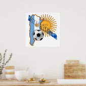 Argentina Sun flag map of Argentina gifts ポスター (キッチン)