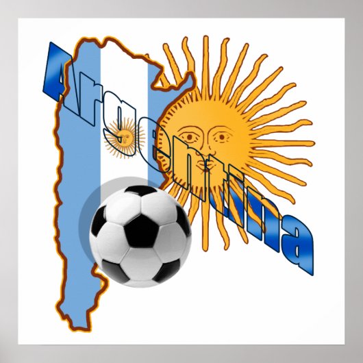 Argentina Sun flag map of Argentina gifts ポスター (正面)
