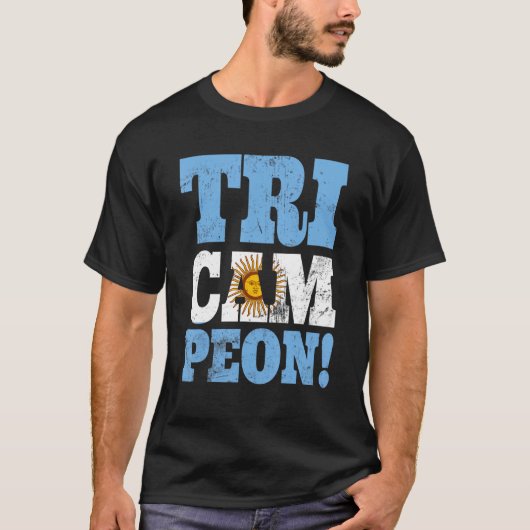 Argentina Tri Campeon Flag Soccer Sport Team Fan F Tシャツ (正面)