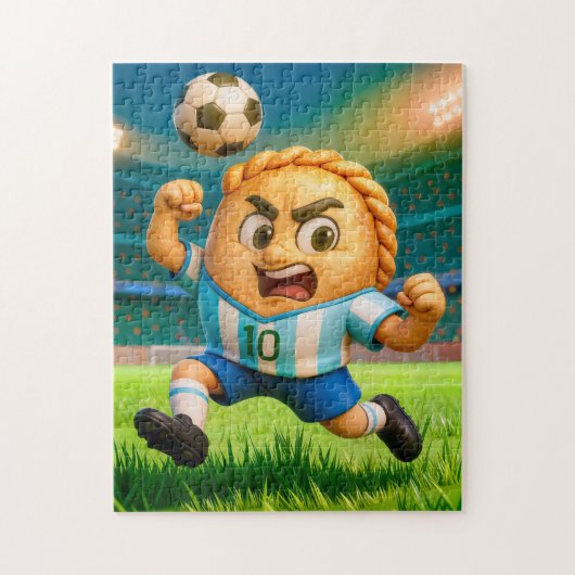 Argentinian empanada soccer player jumping for hea ジグソーパズル (縦)