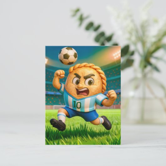 Argentinian empanada soccer player jumping for hea ポストカード (スタンド正面)