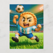 Argentinian empanada soccer player jumping for hea ポストカード (正面)