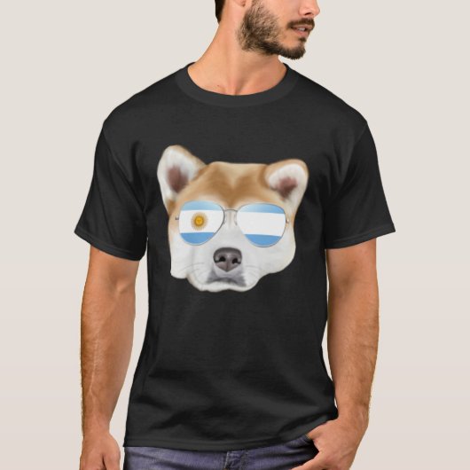 Argentinian Flag Akita Dog Argentina Pocket Tシャツ (正面)