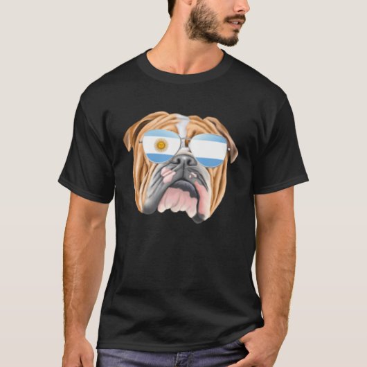 Argentinian Flag Bulldog Dog Argentina Pocket Tシャツ (正面)