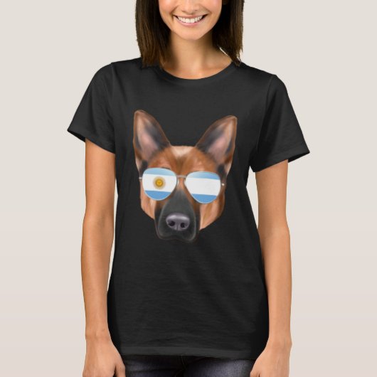Argentinian Flag German Shepherd Dog Argentina Poc Tシャツ (正面)