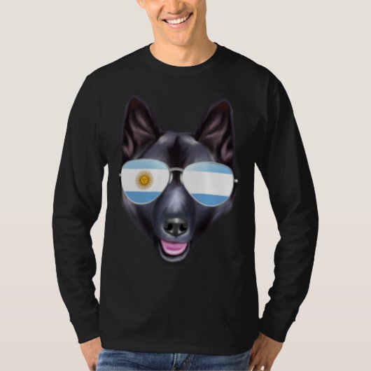 Argentinian Flag Norwegian Elkhound Dog Argentina Tシャツ (正面)