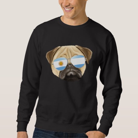 Argentinian Flag Pug Dog Argentina Pocket スウェットシャツ (正面)