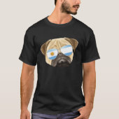 Argentinian Flag Pug Dog Argentina Pocket Tシャツ (正面)