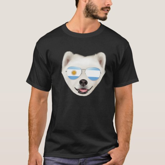 Argentinian Flag Samoyed Dog Argentina Pocket Tシャツ (正面)