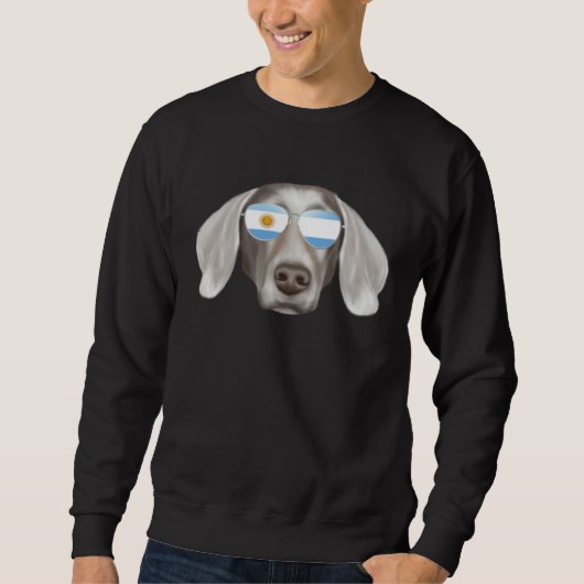 Argentinian Flag Weimaraner Dog Argentina Pocket スウェットシャツ (正面)