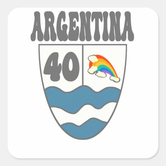 Argentinien Ruta 40 Autobahnschild mit Regenbogen スクエアシール (正面)