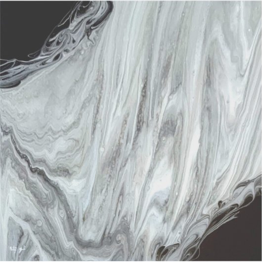 Argentum Abstract Silver Gray Black Fluid Art シール (正面)