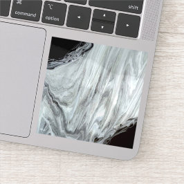 Argentum Gray and Black Abstract Acrylic Fluid Art シール