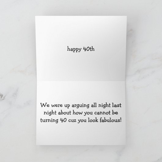 ARGUING THAT YOU CAN'T BE "40" カード (内部)