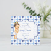 Argyleブルネットのヴィンテージのベビーの王冠の小さい王子 案内状 (スタンド正面)