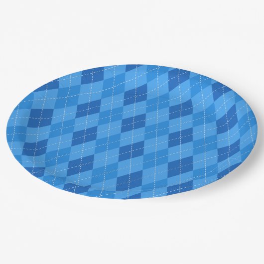Argyle Blue diamonds with thin dotted line ペーパープレート (アングル)