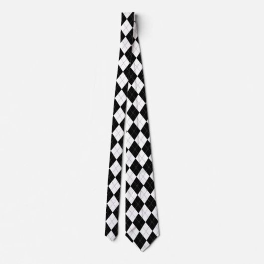 Argyle Pattern Black and White Preppy ネクタイ (裏面)