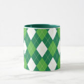 Argyle pattern, green and white マグカップ (中央)