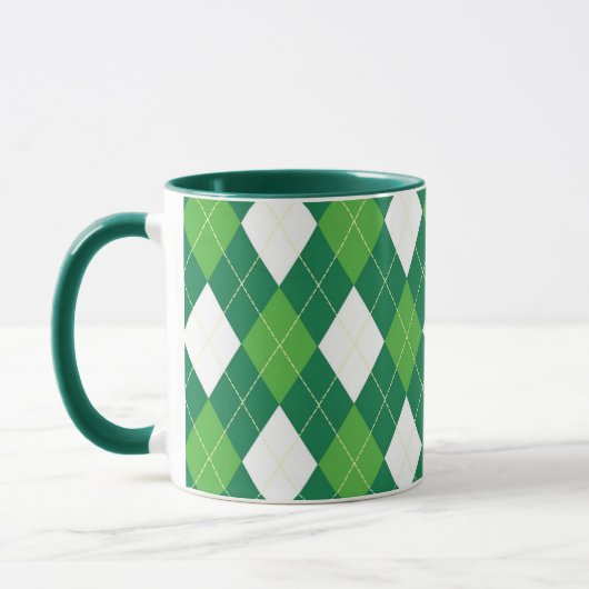 Argyle pattern, green and white マグカップ (左)