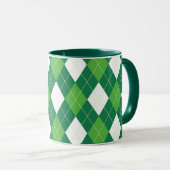 Argyle pattern, green and white マグカップ (正面右)