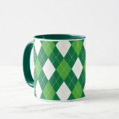 Argyle pattern, green and white マグカップ (正面左)