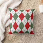 Argyle pattern red and green クッション (ブランケット)