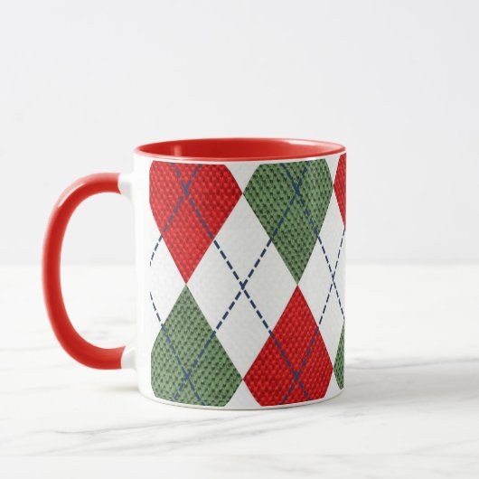 Argyle pattern red and green マグカップ (左)
