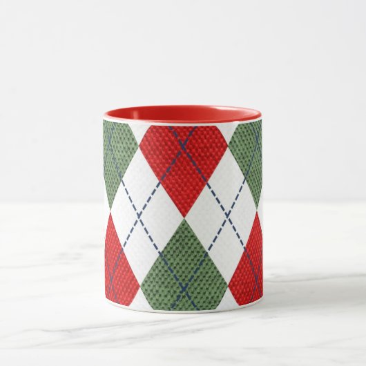 Argyle pattern red and green マグカップ (中央)