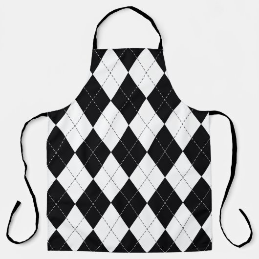 Argyle pattern seamless in black and white. Geomet エプロン (正面)