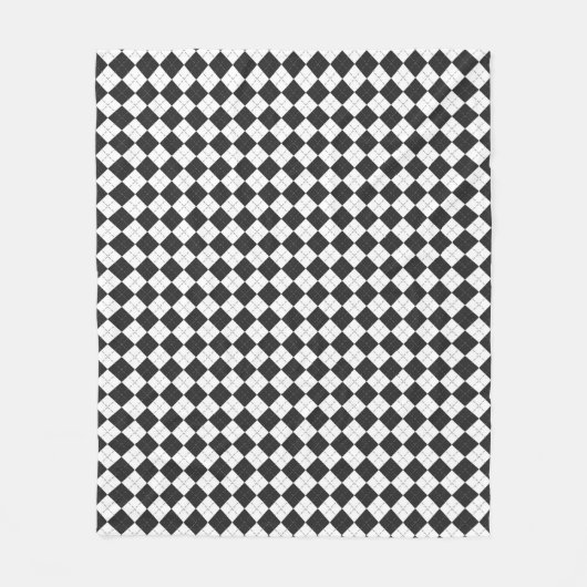 Argyle plaid. Scottish pattern in white and black フリースブランケット (正面)