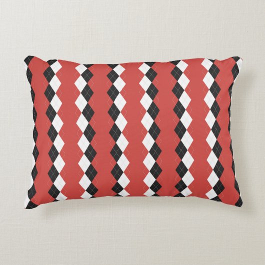 Argyle plaid. Scottish pattern in white, black an アクセントクッション (正面)