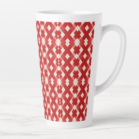 Argyle, red white pink Valentine's day  カフェラテマグ (右)