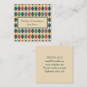 Argyle Retro Harlequin Red Green Template スクエア名刺 (正面/裏面)