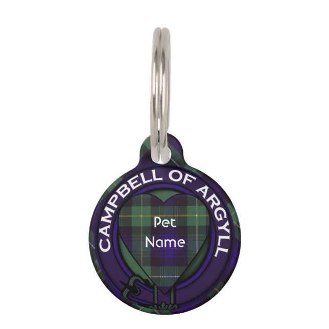 Argyllの一族の格子縞のスコットランド人のタータンチェックのキャンベル ペット　ネームタグ (正面)