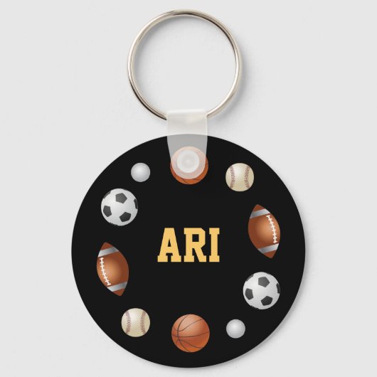 Ari World of Sports Keychain – ブラック キーホルダー (正面)