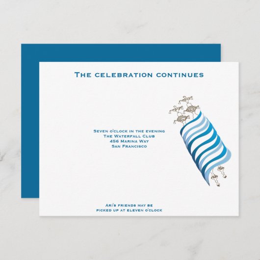 Ari Yonatan Torahのバーの（ユダヤ教の）バル・ミツバーの招待状の披露宴 招待状 (正面/裏面)