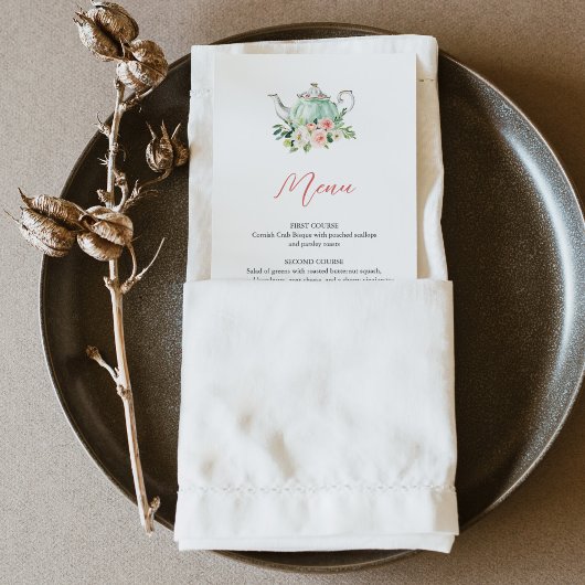 ARIAティーパーティーディナーメニューカード