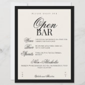 Aria | Black Beige Elegant Wedding Bar Sign (正面)