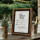 Aria | Black Beige Elegant Wedding Bar Sign