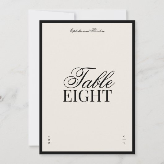 Aria | Black Beige Elegant Wedding Table Number 招待状 (裏面)