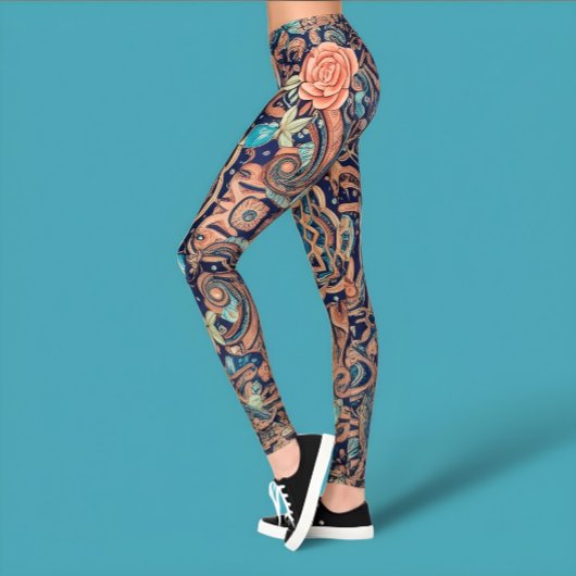 Aria Grace Elegant Cobalt Rosewood Boho レギンス
