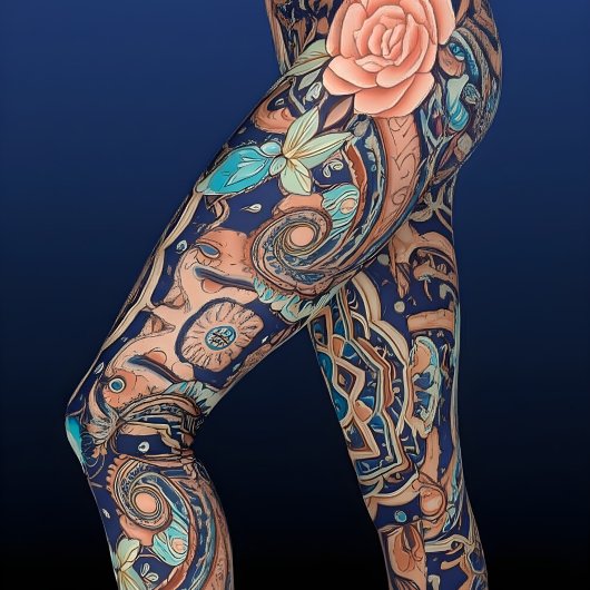 Aria Grace Elegant Cobalt Rosewood Boho レギンス