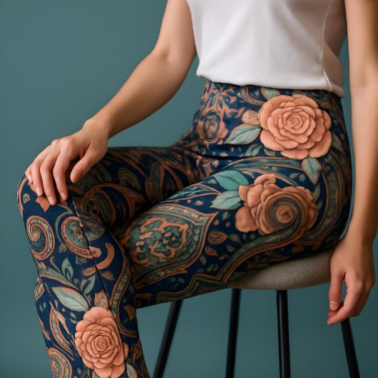 Aria Grace Elegant Cobalt Rosewood Boho レギンス