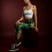 Aria Grace Emerald Lotus Paisley Folk Pattern レギンス