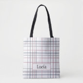 Aria Grace Frost & Sky Nordic Plaid Pattern Name トートバッグ (正面)