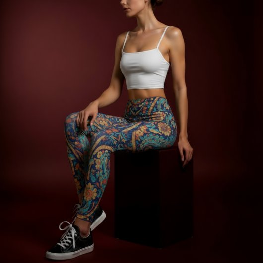 Aria Grace Majestic Indigo Paisley Boho レギンス