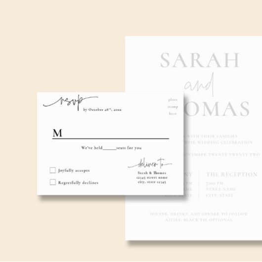 ARIA Minimalist RSVP Postcard for Wedding & Events エンクロージャーカード