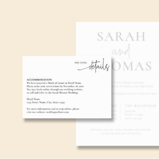 ARIA Minimalist Wedding Details Enclosure Card エンクロージャーカード